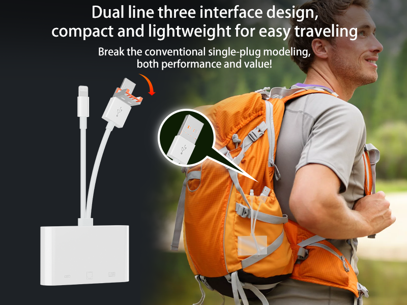 Three-in-one RJ45 network port adapter plug-and-play support keyboard, mouse, USB flash drive is suitable for Apple Android computers