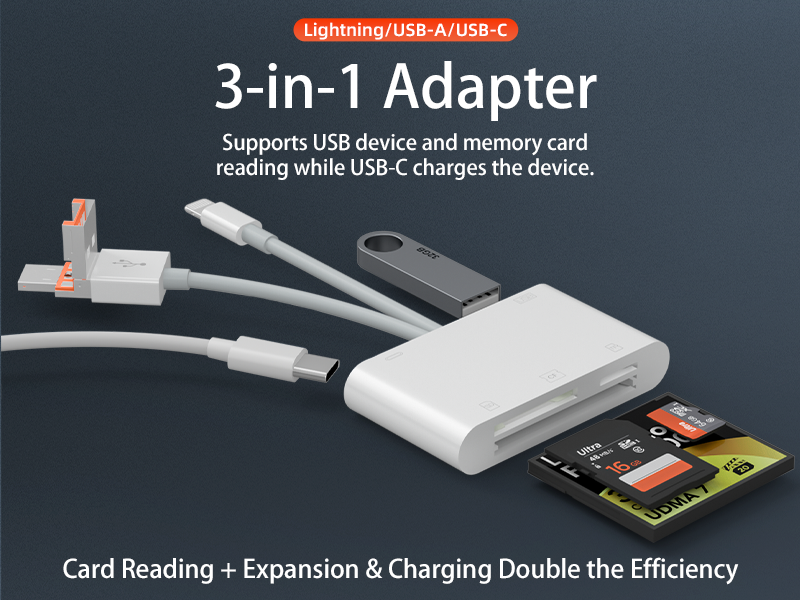 Three-in-one CF card reader supports TF card SLR SD camera card kit high-speed card reader suitable for Apple Android computers