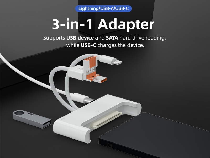 Multifunction adapter supports SATA interface solid-state hard drive USB drive suitable for Apple Android computers