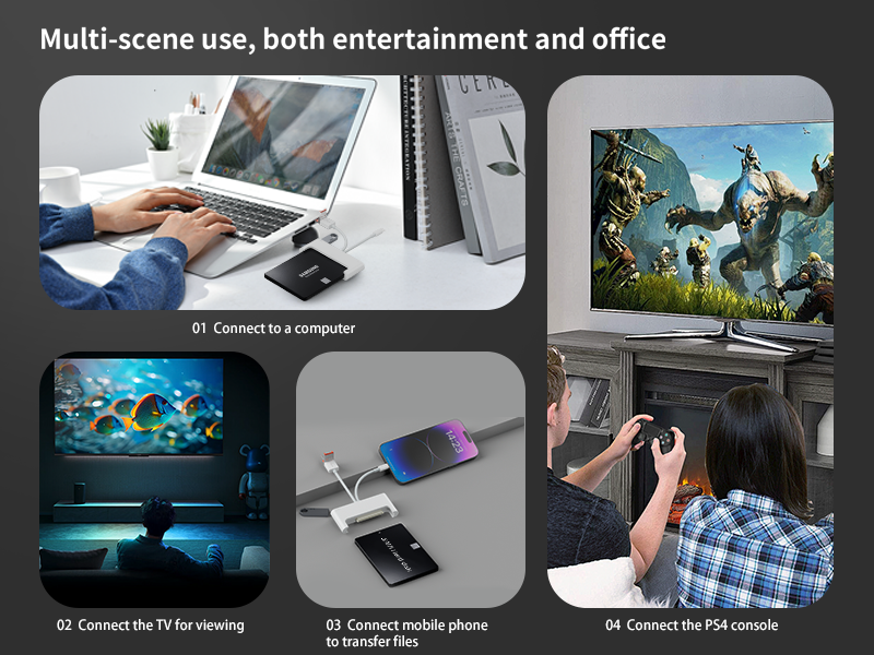 Multifunction adapter supports SATA interface solid-state hard drive USB drive suitable for Apple Android computers
