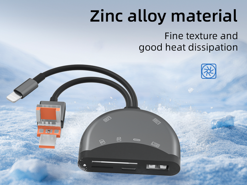 Six-in-one multi-function adapter supports dual-sIM SD/TF keyboard, mouse, USB flash drive camera is suitable for Apple Android computers