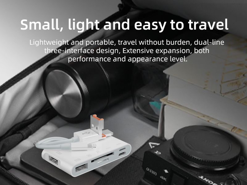 7-in-1 adapter supports SD/TF card keyboard, mouse, USB flash drive is suitable for Apple Android computers