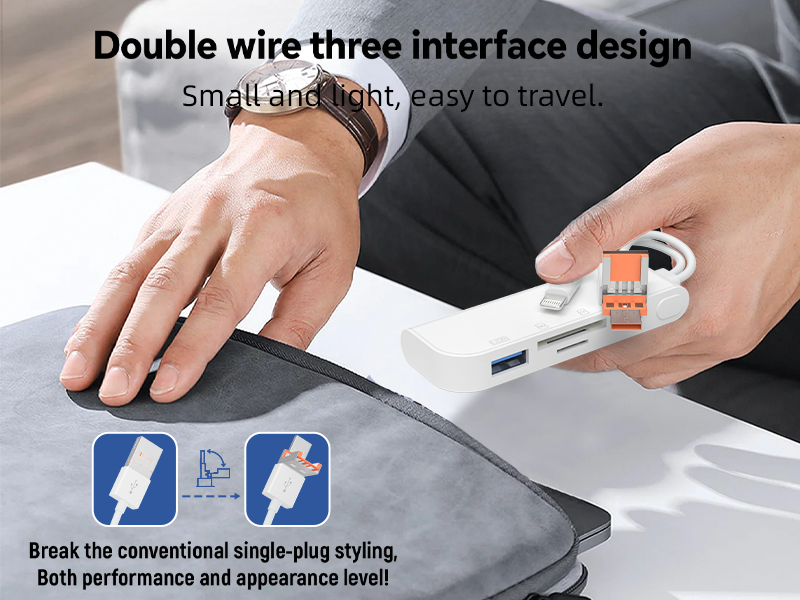 Four-in-one multi-function adapter supports SD/TF dual-sIM simultaneous reading keyboard and mouse USB camera kit suitable for Apple Android computers