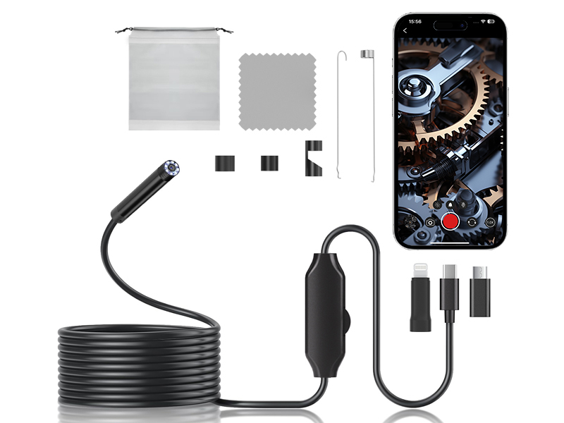 The high-definition camera of the mobile phone endoscope is plug-and-play and compatible with both Apple and Android devices