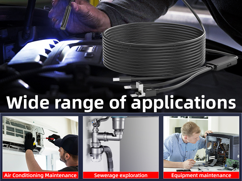 Three-in-one mobile phone  and computer industrial endoscope, high-definition Type-C, Android waterproof endoscope, Apple IOS mobile phone endoscope