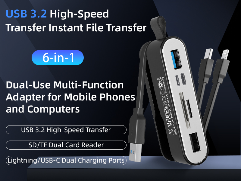 New Version 8-in-1 High-Speed USB3.0 Card Reader - Universal for iPhone 17 / Android / Computers