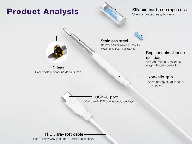 Cross-Border New Version Smart Visual Ear Spoon - 1920P HD Direct Connection, Ear Cleaning & Care Kit