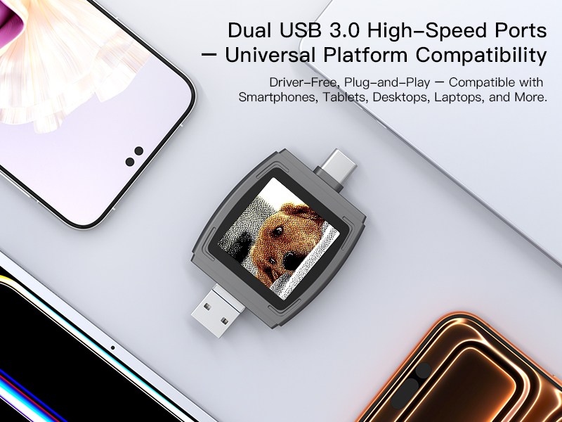Dual-Interface USB 3.0 High-Speed Transfer Color E-ink Smart Photo Frame USB Flash Drive