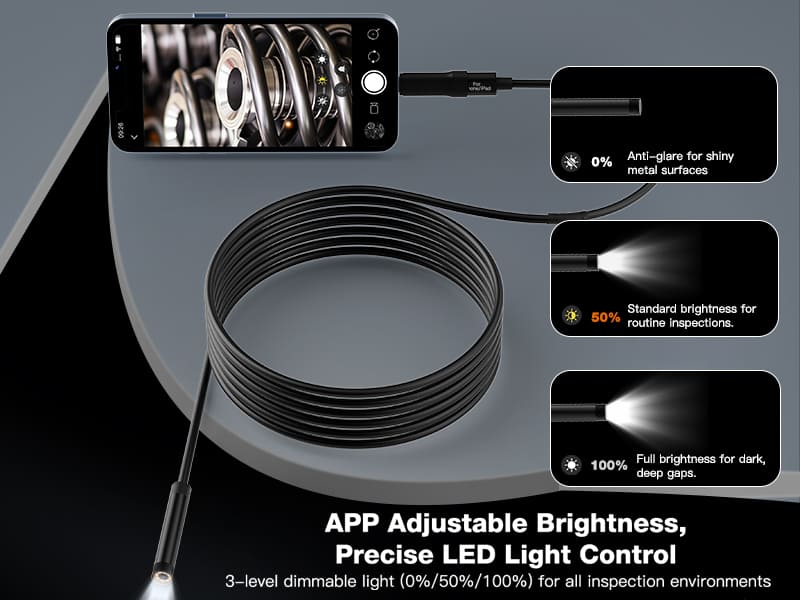 2-in-1 high-definition pipeline endoscope compatible with Apple and Android
