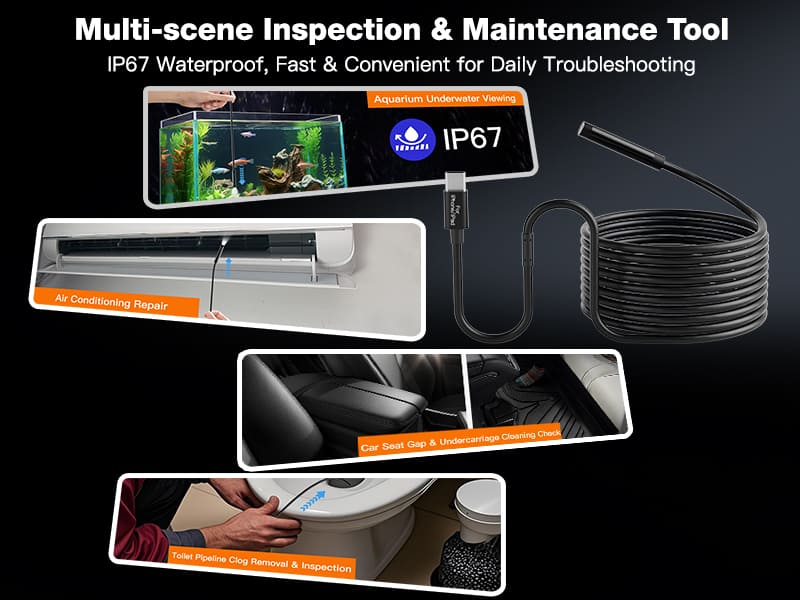 2-in-1 high-definition pipeline endoscope compatible with Apple and Android