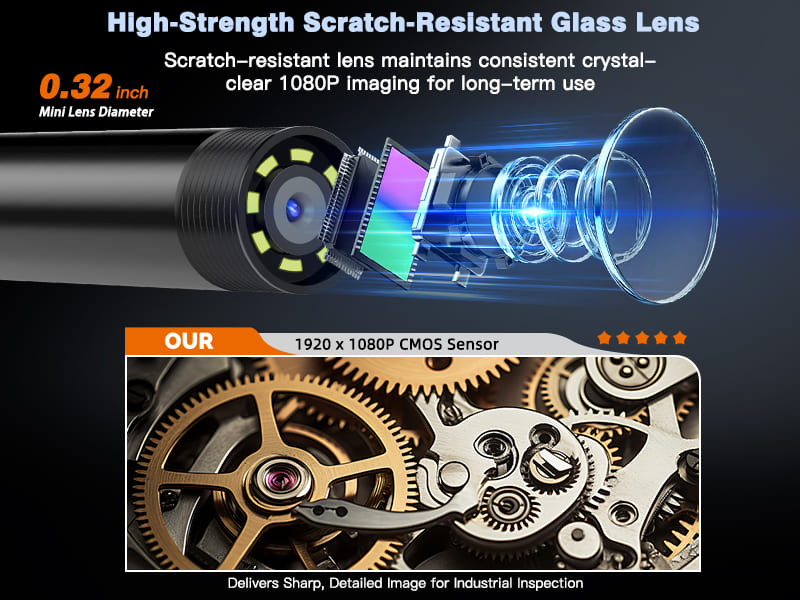 2-in-1 high-definition pipeline endoscope compatible with Apple and Android