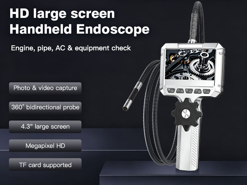 Bidirectional 360 ° steering industrial endoscope IPS handheld with screen endoscope for automotive repair engine carbon deposition pipeline detection camera