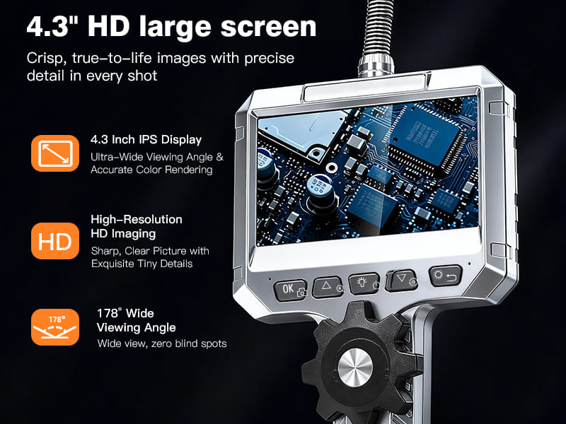 Bidirectional 360 ° steering industrial endoscope IPS handheld with screen endoscope for automotive repair engine carbon deposition pipeline detection camera