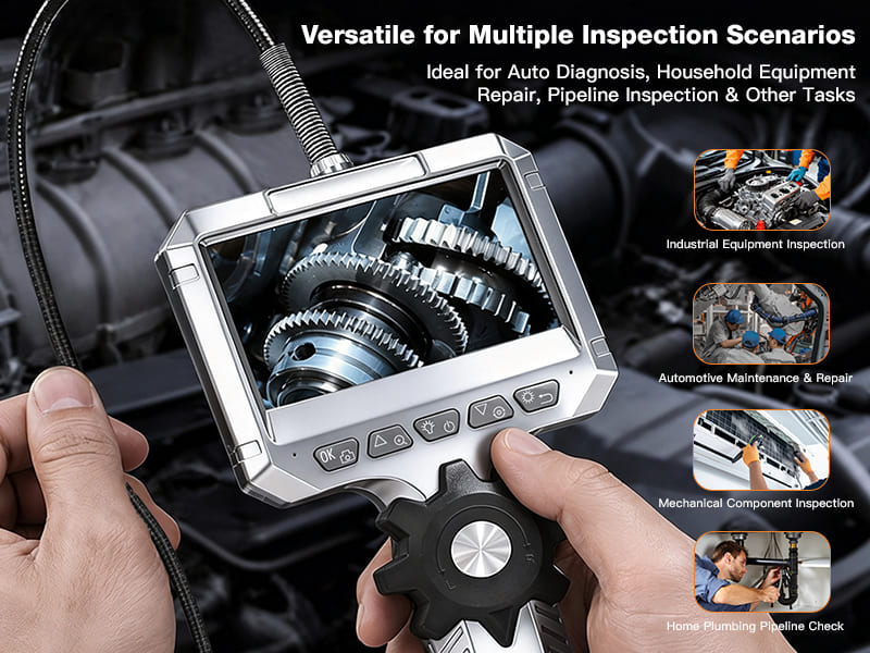 Bidirectional 360 ° steering industrial endoscope IPS handheld with screen endoscope for automotive repair engine carbon deposition pipeline detection camera