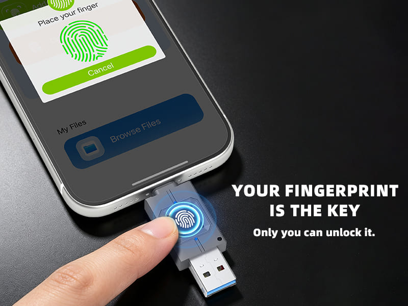 NK-827 Fingerprint Encrypted TF Card Reader USB Type-C Dual Plug Secure Storage Reader